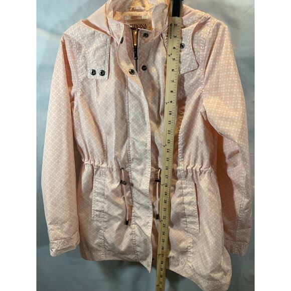 Merona Women’s Pink Hooded Jacket Small Petite Water-Resistant Drawstring - Picture 9 of 14